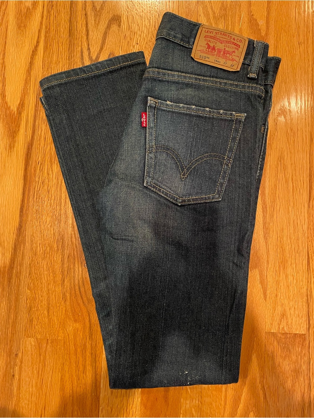 Levi's 510 Boys Size 14 Regular Super Skinny Dark Blue Denim Jeans